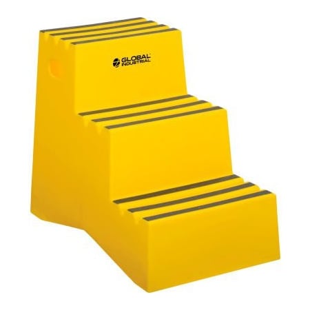 Quality Industries Global Industrial 3 Step Plastic Step Stand 20inW x 28-1/2inL x 33-1/2inH Yellow 641272